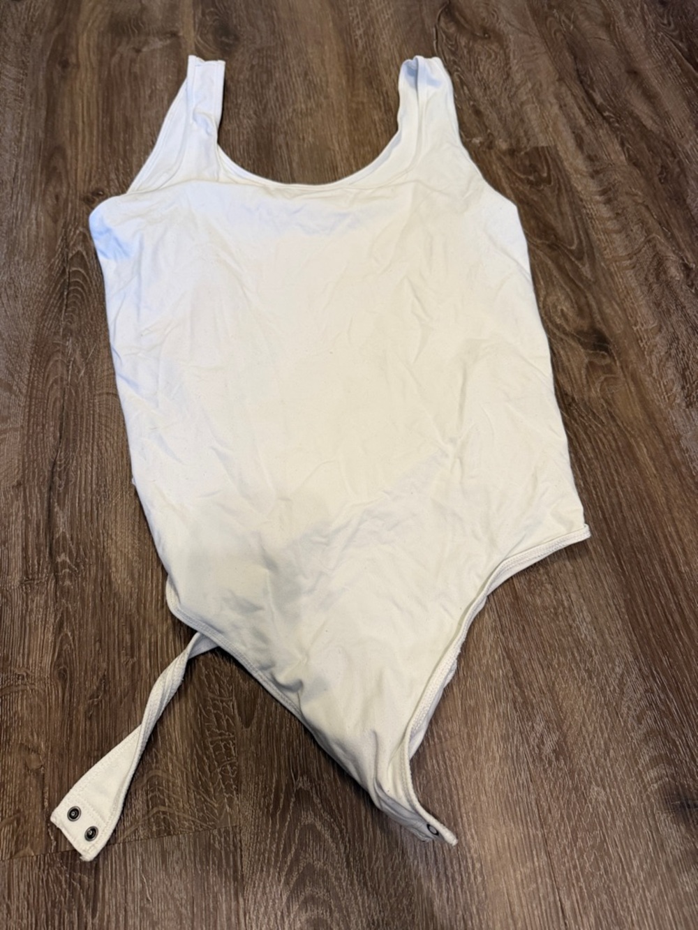 Abercrombie & Fitch White Scoop Neck Stretch Bodysuit